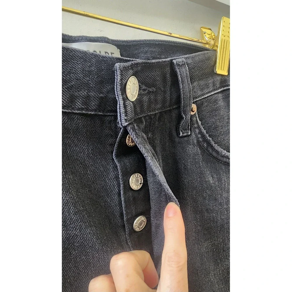 AGOLDE Parker Long With Cuff Vintage Short Black Organic Denim 28 High Rise